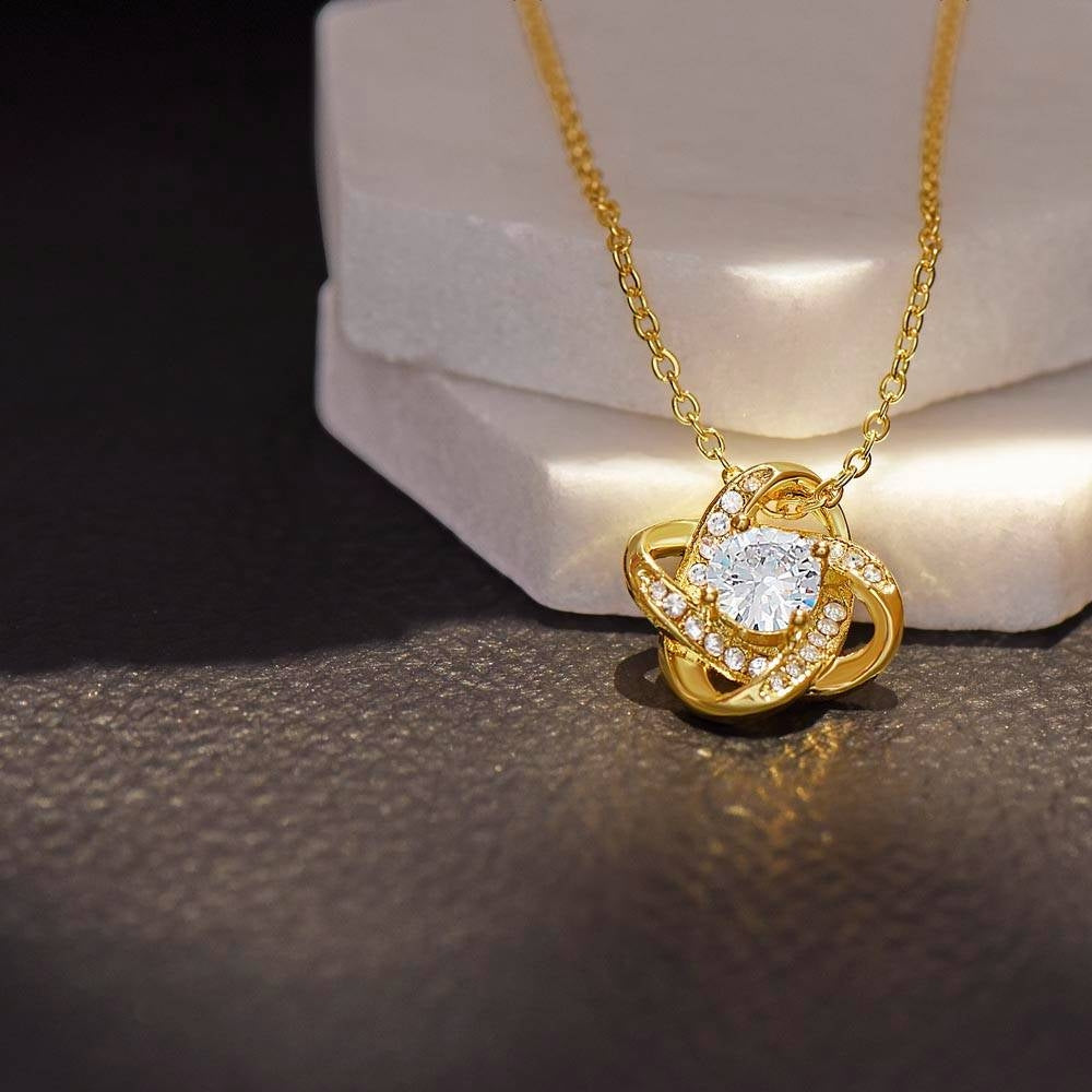 Love Knot Necklace 18K Yellow Gold Finish | 4 | Personalized To My Daughter Gifts Necklace From Mom Dad Mother I Wish You The Strength Butterfly Daughter Birthday Christmas Custom Gift Box Message Card | https://siriusteestore.