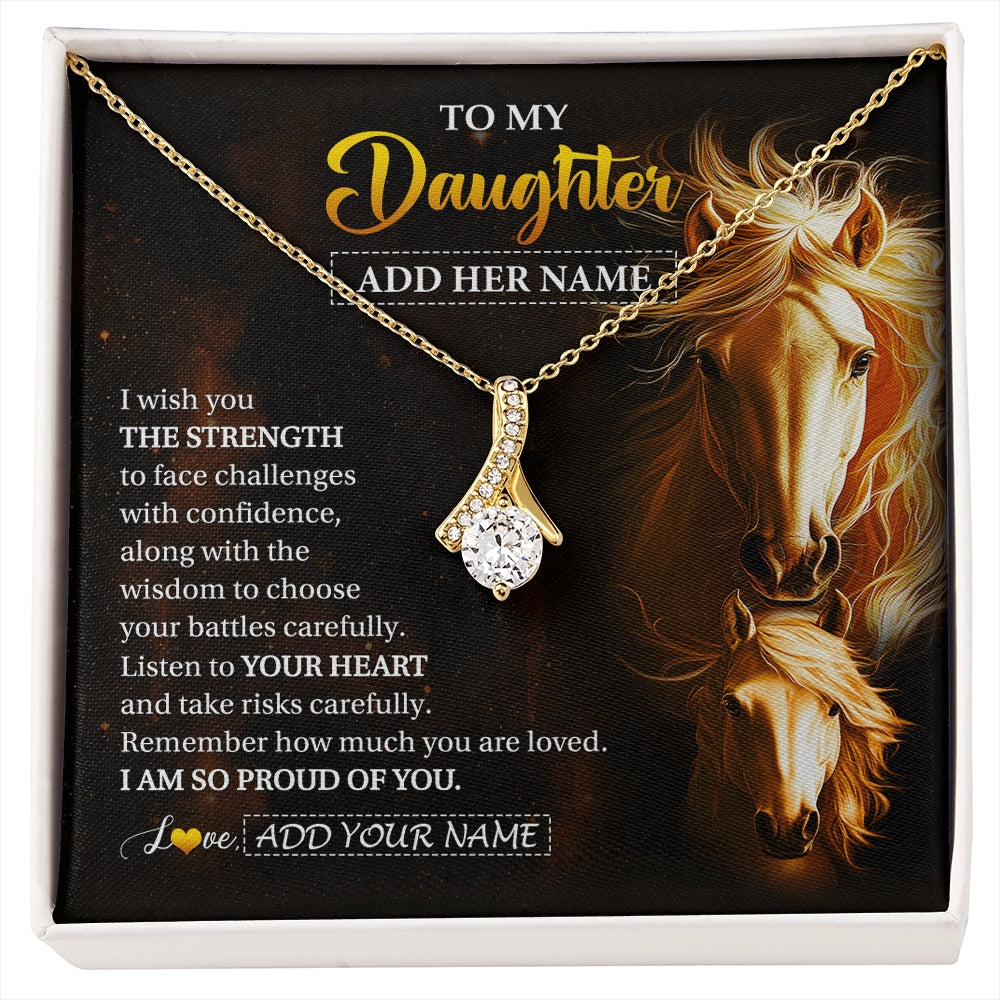 Alluring Beauty Necklace 18K Yellow Gold Finish | 1 | Personalized To My Daughter Gifts Necklace From Mom Dad Mother I Wish You The Strength Horse Daughter Birthday Gifts Christmas Graduation Gift Box Message Card | https://siriusteestore.