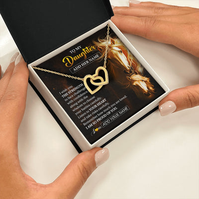 Interlocking Hearts Necklace 18K Yellow Gold Finish | 2 | Personalized To My Daughter Gifts Necklace From Mom Dad Mother I Wish You The Strength Horse Daughter Birthday Gifts Christmas Graduation Gift Box Message Card | https://siriusteestore.