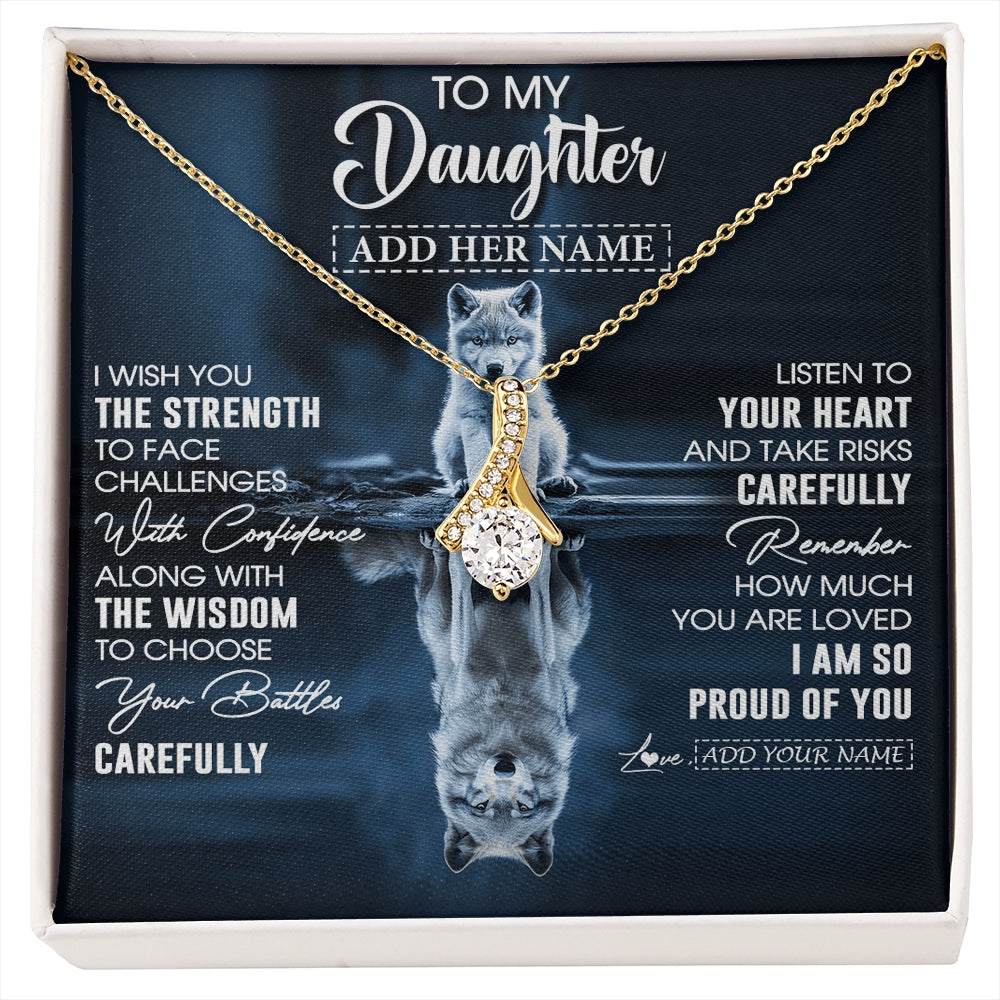Alluring Beauty Necklace 18K Yellow Gold Finish | 1 | Personalized To My Daughter Gifts Necklace From Mom Dad Mother I Wish You The Strength Wolf Daughter Birthday Gifts Christmas Graduation Gift Box Message Card | https://siriusteestore.