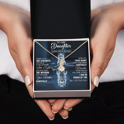 Alluring Beauty Necklace 18K Yellow Gold Finish | 2 | Personalized To My Daughter Gifts Necklace From Mom Dad Mother I Wish You The Strength Wolf Daughter Birthday Gifts Christmas Graduation Gift Box Message Card | https://siriusteestore.