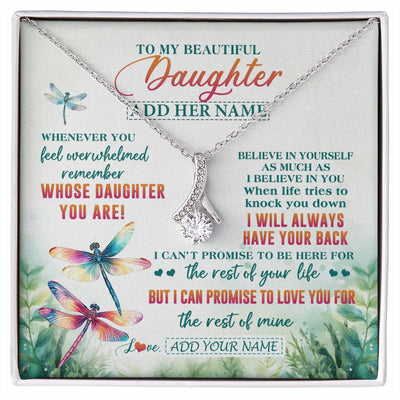Alluring Beauty Necklace 14K White Gold Finish | 1 | Personalized To My Daughter Gifts Necklace From Mom Dad Mother Whenever You Feel Dragonfly Daughter Birthday Gifts Christmas Custom Gift Box Message Card | https://siriusteestore.