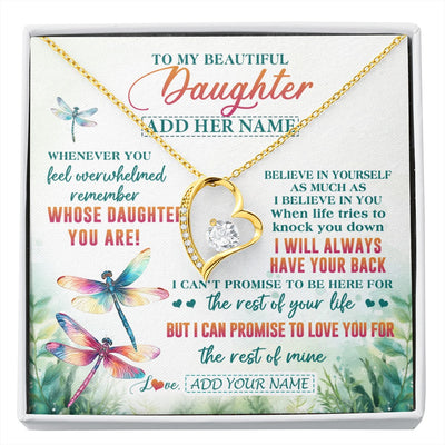 Forever Love Necklace 18K Yellow Gold Finish | 1 | Personalized To My Daughter Gifts Necklace From Mom Dad Mother Whenever You Feel Dragonfly Daughter Birthday Gifts Christmas Custom Gift Box Message Card | https://siriusteestore.