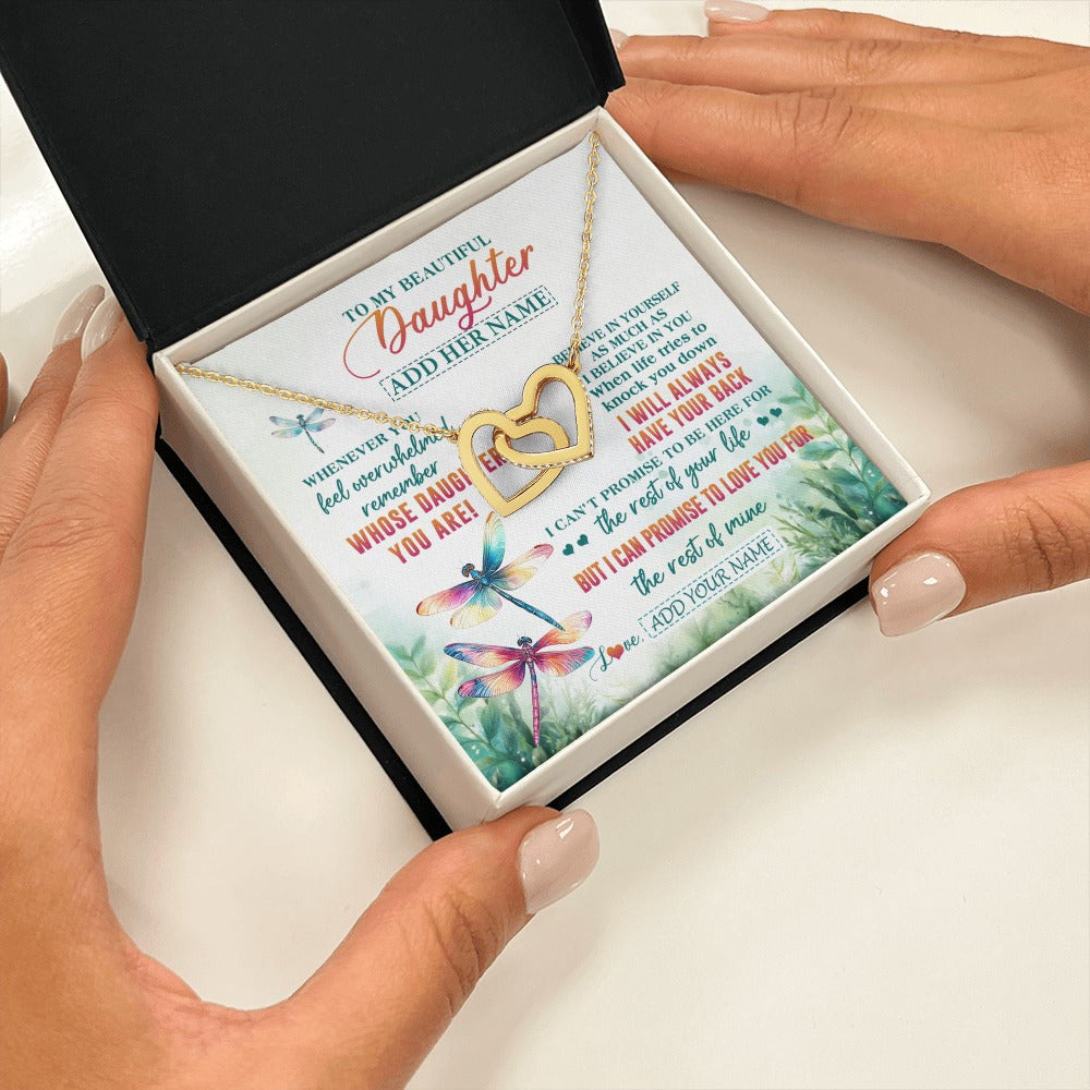 Interlocking Hearts Necklace 18K Yellow Gold Finish | 2 | Personalized To My Daughter Gifts Necklace From Mom Dad Mother Whenever You Feel Dragonfly Daughter Birthday Gifts Christmas Custom Gift Box Message Card | https://siriusteestore.