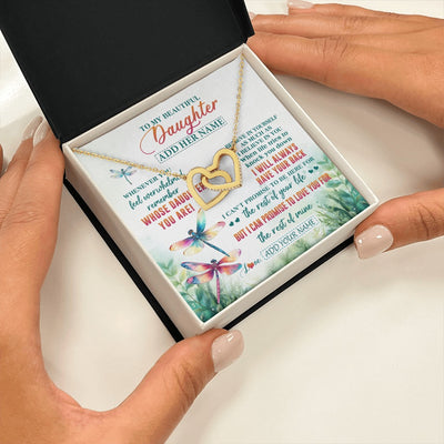 Interlocking Hearts Necklace 18K Yellow Gold Finish | 2 | Personalized To My Daughter Gifts Necklace From Mom Dad Mother Whenever You Feel Dragonfly Daughter Birthday Gifts Christmas Custom Gift Box Message Card | https://siriusteestore.