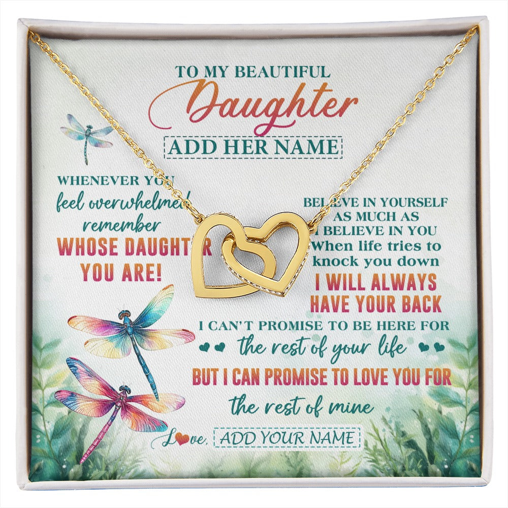 Interlocking Hearts Necklace 18K Yellow Gold Finish | 1 | Personalized To My Daughter Gifts Necklace From Mom Dad Mother Whenever You Feel Dragonfly Daughter Birthday Gifts Christmas Custom Gift Box Message Card | https://siriusteestore.