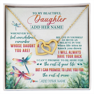 Interlocking Hearts Necklace 18K Yellow Gold Finish | 1 | Personalized To My Daughter Gifts Necklace From Mom Dad Mother Whenever You Feel Dragonfly Daughter Birthday Gifts Christmas Custom Gift Box Message Card | https://siriusteestore.