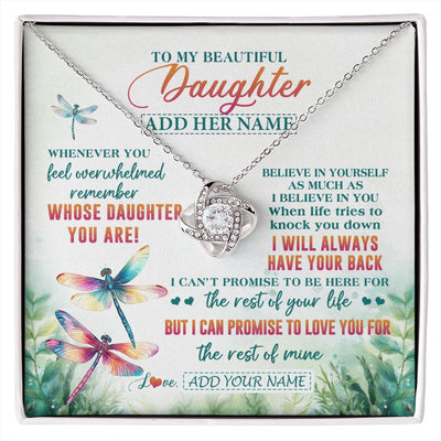 Love Knot Necklace 14K White Gold Finish | 1 | Personalized To My Daughter Gifts Necklace From Mom Dad Mother Whenever You Feel Dragonfly Daughter Birthday Gifts Christmas Custom Gift Box Message Card | https://siriusteestore.