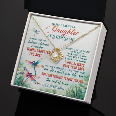 Love Knot Necklace 18K Yellow Gold Finish | 2 | Personalized To My Daughter Gifts Necklace From Mom Dad Mother Whenever You Feel Dragonfly Daughter Birthday Gifts Christmas Custom Gift Box Message Card | https://siriusteestore.