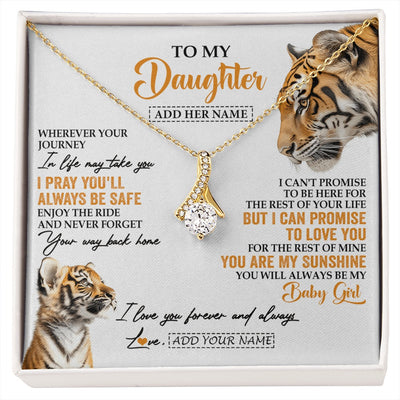 Alluring Beauty Necklace 18K Yellow Gold Finish | 1 | Personalized To My Daughter Gifts Necklace From Mom Dad Mother Wherever Your Journey In Life Tiger Daughter Birthday Gifts Custom Gift Box Message Card | https://siriusteestore.