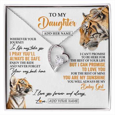 Forever Love Necklace 14K White Gold Finish | 1 | Personalized To My Daughter Gifts Necklace From Mom Dad Mother Wherever Your Journey In Life Tiger Daughter Birthday Gifts Custom Gift Box Message Card | https://siriusteestore.