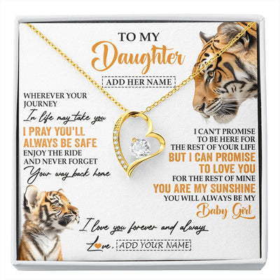 Forever Love Necklace 18K Yellow Gold Finish | 1 | Personalized To My Daughter Gifts Necklace From Mom Dad Mother Wherever Your Journey In Life Tiger Daughter Birthday Gifts Custom Gift Box Message Card | https://siriusteestore.