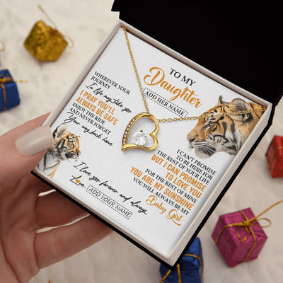 Forever Love Necklace 18K Yellow Gold Finish | 2 | Personalized To My Daughter Gifts Necklace From Mom Dad Mother Wherever Your Journey In Life Tiger Daughter Birthday Gifts Custom Gift Box Message Card | https://siriusteestore.