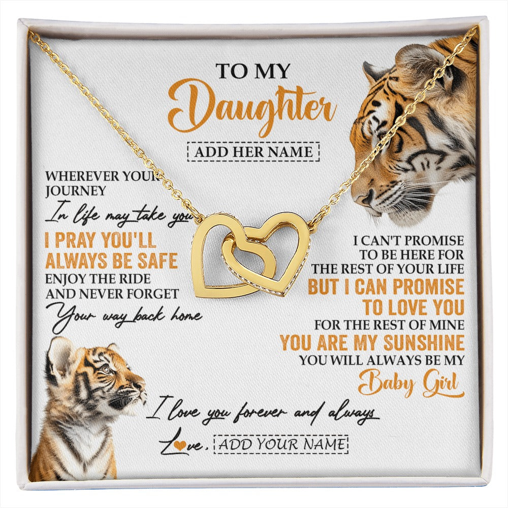 Interlocking Hearts Necklace 18K Yellow Gold Finish | 1 | Personalized To My Daughter Gifts Necklace From Mom Dad Mother Wherever Your Journey In Life Tiger Daughter Birthday Gifts Custom Gift Box Message Card | https://siriusteestore.