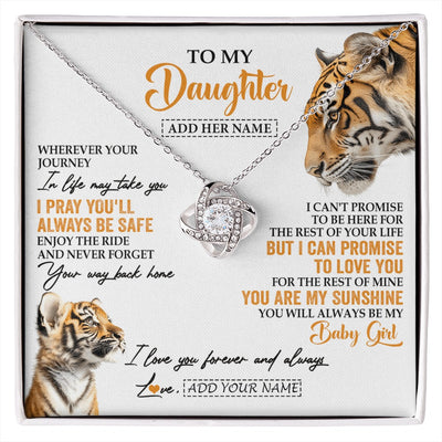 Love Knot Necklace 14K White Gold Finish | 1 | Personalized To My Daughter Gifts Necklace From Mom Dad Mother Wherever Your Journey In Life Tiger Daughter Birthday Gifts Custom Gift Box Message Card | https://siriusteestore.