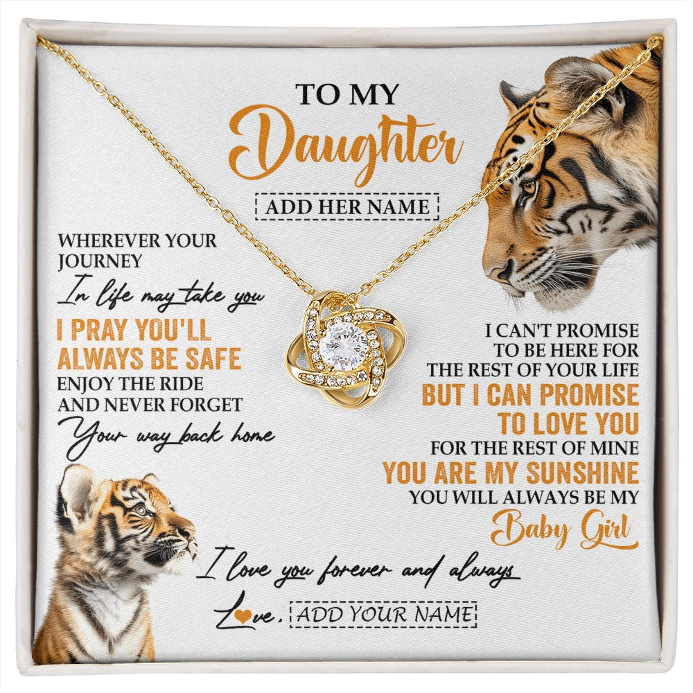 Love Knot Necklace 18K Yellow Gold Finish | 1 | Personalized To My Daughter Gifts Necklace From Mom Dad Mother Wherever Your Journey In Life Tiger Daughter Birthday Gifts Custom Gift Box Message Card | https://siriusteestore.