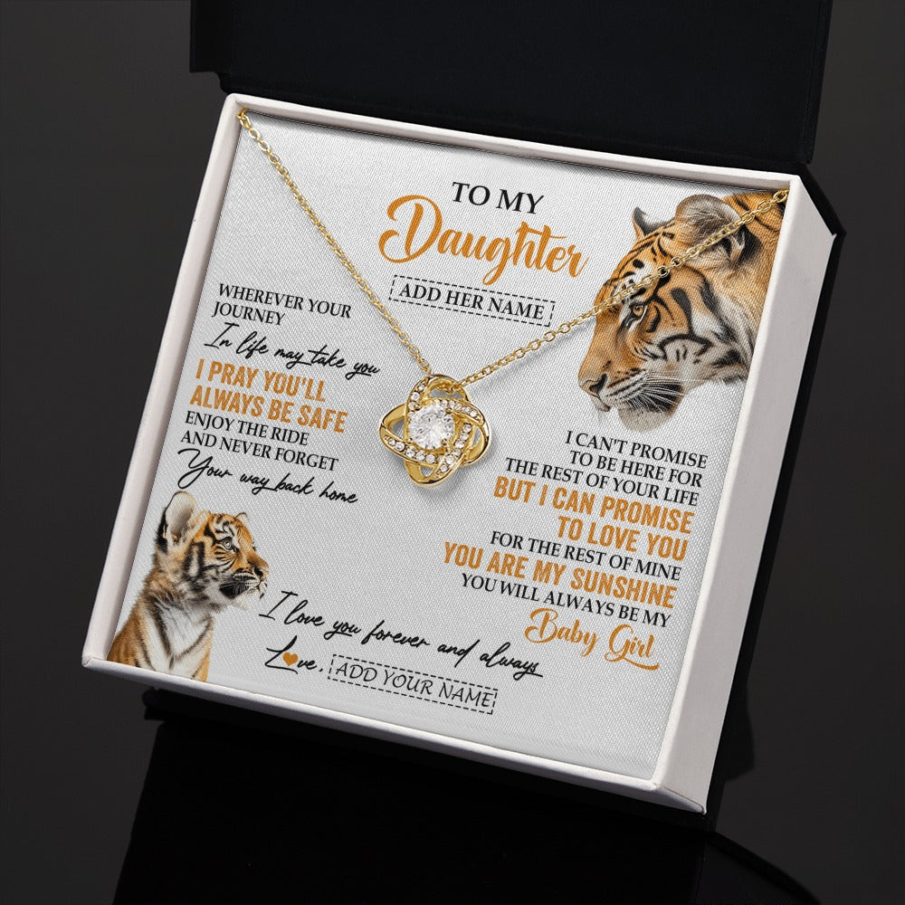 Love Knot Necklace 18K Yellow Gold Finish | 2 | Personalized To My Daughter Gifts Necklace From Mom Dad Mother Wherever Your Journey In Life Tiger Daughter Birthday Gifts Custom Gift Box Message Card | https://siriusteestore.