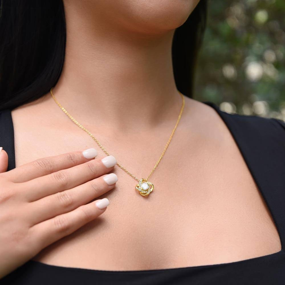 Love Knot Necklace 18K Yellow Gold Finish | 3 | Personalized To My Daughter Gifts Necklace From Mom Dad Mother Wherever Your Journey In Life Tiger Daughter Birthday Gifts Custom Gift Box Message Card | https://siriusteestore.