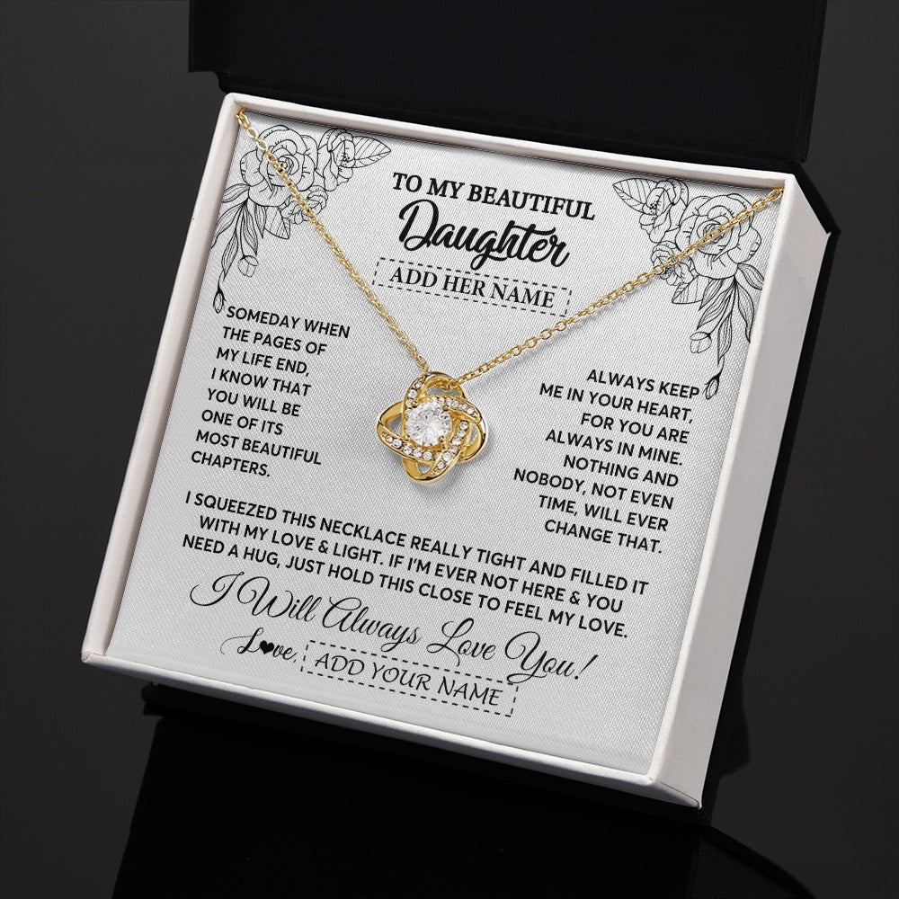 Love Knot Necklace 18K Yellow Gold Finish | 2 | Personalized To My Daughter Gifts Necklace From Mom Dad Someday When The Pages Birthday For Daughter Christmas Graduation Custom Jewelry Gift Box Message Card | https://siriusteestore.