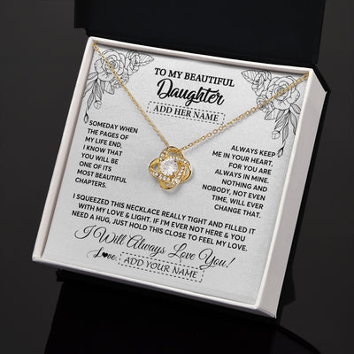 Love Knot Necklace 18K Yellow Gold Finish | 2 | Personalized To My Daughter Gifts Necklace From Mom Dad Someday When The Pages Birthday For Daughter Christmas Graduation Custom Jewelry Gift Box Message Card | https://siriusteestore.