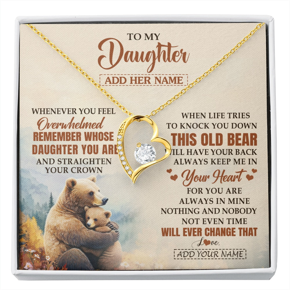 Forever Love Necklace 18K Yellow Gold Finish | 1 | Personalized To My Daughter Gifts Necklace From Mom Dad Whenever Bear Unique Birthday Gifts For Daughter Graduation Christmas Customized Gift Box Message Card | siriusteestore.myshopify