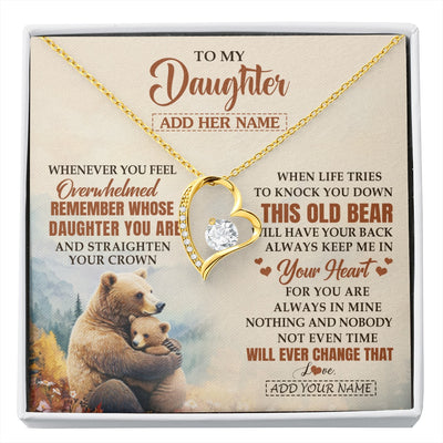 Forever Love Necklace 18K Yellow Gold Finish | 1 | Personalized To My Daughter Gifts Necklace From Mom Dad Whenever Bear Unique Birthday Gifts For Daughter Graduation Christmas Customized Gift Box Message Card | siriusteestore.myshopify