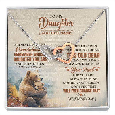 Interlocking Hearts Necklace Stainless Steel & Rose Gold Finish | 1 | Personalized To My Daughter Gifts Necklace From Mom Dad Whenever Bear Unique Birthday Gifts For Daughter Graduation Christmas Customized Gift Box Message Card | siriusteestore.myshopify