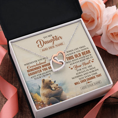 Interlocking Hearts Necklace Stainless Steel & Rose Gold Finish | 2 | Personalized To My Daughter Gifts Necklace From Mom Dad Whenever Bear Unique Birthday Gifts For Daughter Graduation Christmas Customized Gift Box Message Card | siriusteestore.myshopify