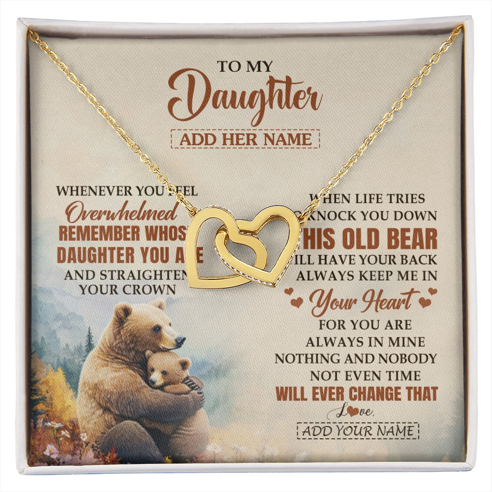 Interlocking Hearts Necklace 18K Yellow Gold Finish | 1 | Personalized To My Daughter Gifts Necklace From Mom Dad Whenever Bear Unique Birthday Gifts For Daughter Graduation Christmas Customized Gift Box Message Card | siriusteestore.myshopify