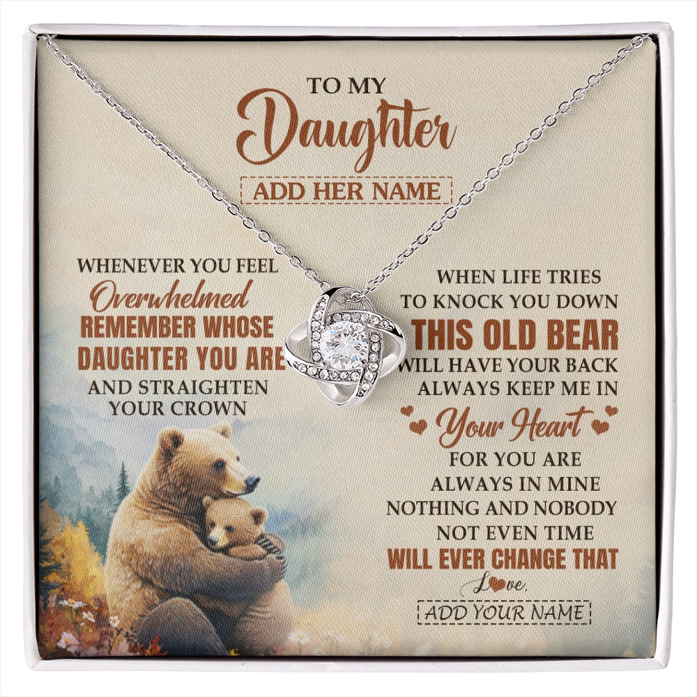 Love Knot Necklace 14K White Gold Finish | 1 | Personalized To My Daughter Gifts Necklace From Mom Dad Whenever Bear Unique Birthday Gifts For Daughter Graduation Christmas Customized Gift Box Message Card | siriusteestore.myshopify