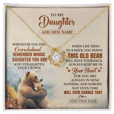 Love Knot Necklace 18K Yellow Gold Finish | 1 | Personalized To My Daughter Gifts Necklace From Mom Dad Whenever Bear Unique Birthday Gifts For Daughter Graduation Christmas Customized Gift Box Message Card | siriusteestore.myshopify