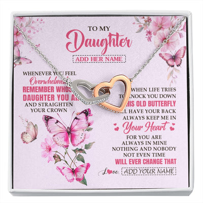 Interlocking Hearts Necklace Stainless Steel & Rose Gold Finish | 1 | Personalized To My Daughter Gifts Necklace From Mom Dad Whenever Butterfly Unique Birthday Gifts Daughter Graduation Christmas Custom Gift Box Message Card | siriusteestore.myshopify
