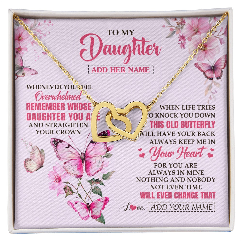 Interlocking Hearts Necklace 18K Yellow Gold Finish | 1 | Personalized To My Daughter Gifts Necklace From Mom Dad Whenever Butterfly Unique Birthday Gifts Daughter Graduation Christmas Custom Gift Box Message Card | siriusteestore.myshopify