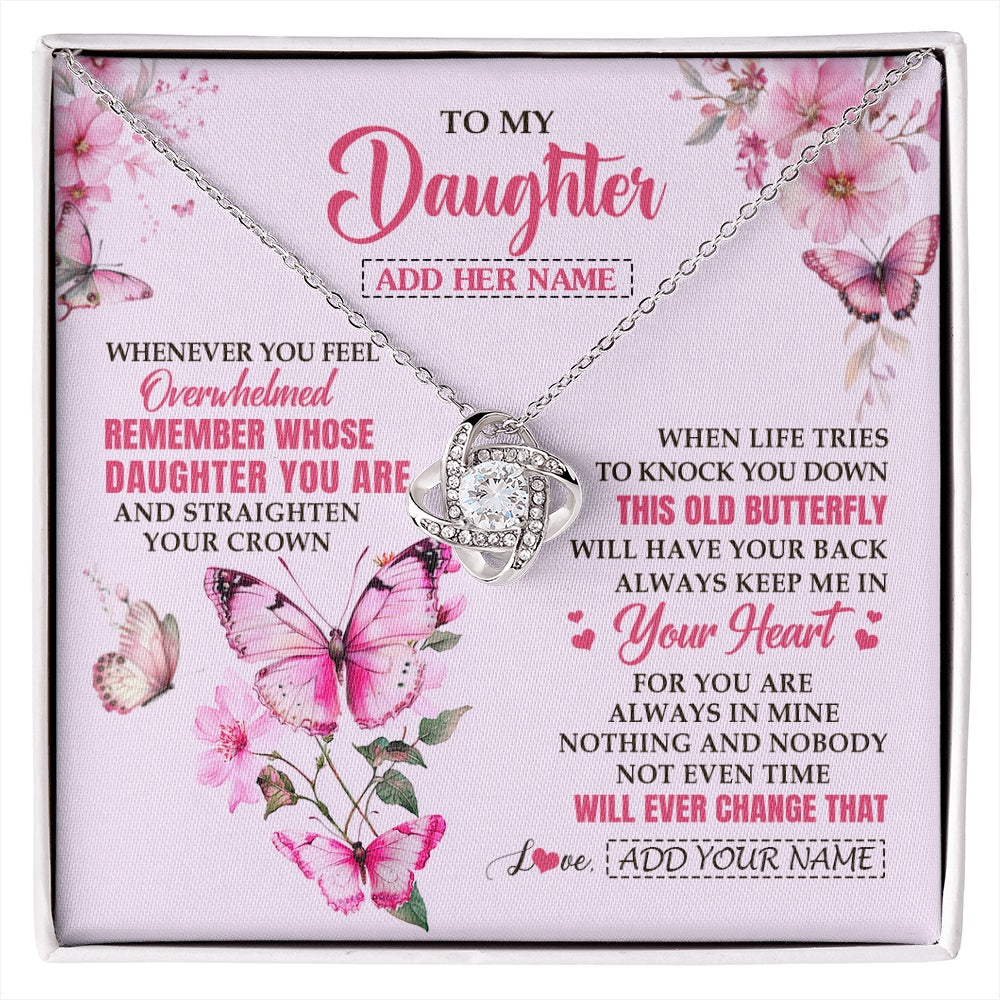 Love Knot Necklace 14K White Gold Finish | 1 | Personalized To My Daughter Gifts Necklace From Mom Dad Whenever Butterfly Unique Birthday Gifts Daughter Graduation Christmas Custom Gift Box Message Card | siriusteestore.myshopify