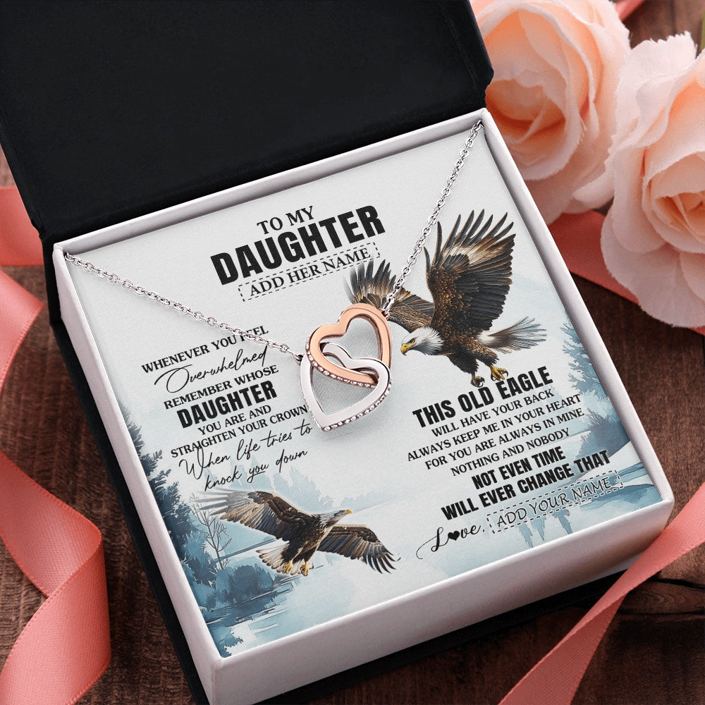 Interlocking Hearts Necklace Stainless Steel & Rose Gold Finish | 2 | Personalized To My Daughter Gifts Necklace From Mom Dad Whenever Eagle Unique Birthday Gifts For Daughter Christmas Custom Keepsake Gift Box Message Card | https://siriusteestore.