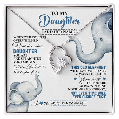 Forever Love Necklace 14K White Gold Finish | 1 | Personalized To My Daughter Gifts Necklace From Mom Dad Whenever Elephant Unique Birthday Gifts For Daughter Graduation Christmas Custom Gift Box Message Card | siriusteestore.myshopify