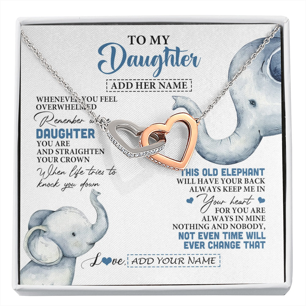Interlocking Hearts Necklace Stainless Steel & Rose Gold Finish | 1 | Personalized To My Daughter Gifts Necklace From Mom Dad Whenever Elephant Unique Birthday Gifts For Daughter Graduation Christmas Custom Gift Box Message Card | siriusteestore.myshopify