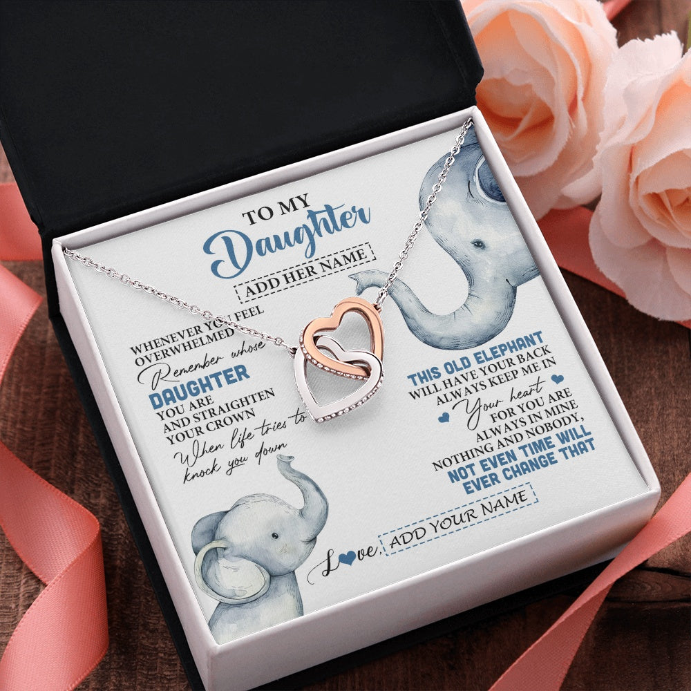 Interlocking Hearts Necklace Stainless Steel & Rose Gold Finish | 2 | Personalized To My Daughter Gifts Necklace From Mom Dad Whenever Elephant Unique Birthday Gifts For Daughter Graduation Christmas Custom Gift Box Message Card | siriusteestore.myshopify