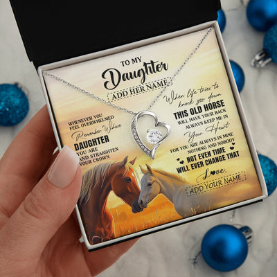 Forever Love Necklace 14K White Gold Finish | 2 | Personalized To My Daughter Gifts Necklace From Mom Dad Whenever Horse Unique Birthday Gifts For Daughter Graduation Christmas Custom Gift Box Message Card | siriusteestore.myshopify