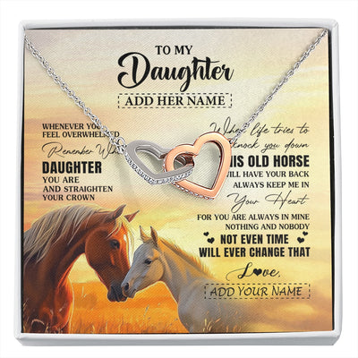 Interlocking Hearts Necklace Stainless Steel & Rose Gold Finish | 1 | Personalized To My Daughter Gifts Necklace From Mom Dad Whenever Horse Unique Birthday Gifts For Daughter Graduation Christmas Custom Gift Box Message Card | siriusteestore.myshopify