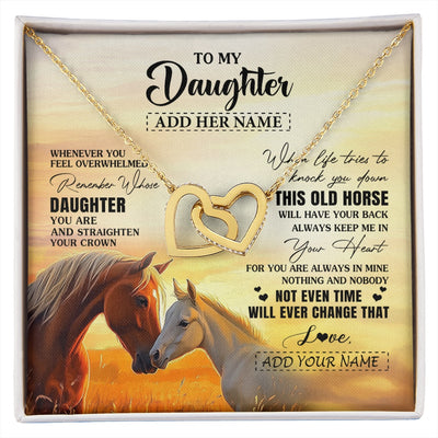 Interlocking Hearts Necklace 18K Yellow Gold Finish | 1 | Personalized To My Daughter Gifts Necklace From Mom Dad Whenever Horse Unique Birthday Gifts For Daughter Graduation Christmas Custom Gift Box Message Card | siriusteestore.myshopify