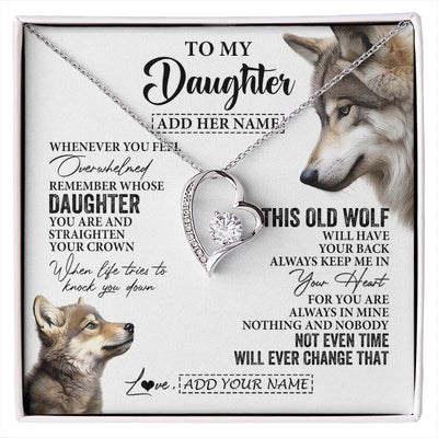 Forever Love Necklace 14K White Gold Finish | 1 | Personalized To My Daughter Gifts Necklace From Mom Dad Whenever Wolf Unique Birthday Gifts For Daughter Graduation Christmas Custom Gift Box Message Card | https://siriusteestore.