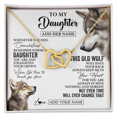 Interlocking Hearts Necklace 18K Yellow Gold Finish | 1 | Personalized To My Daughter Gifts Necklace From Mom Dad Whenever Wolf Unique Birthday Gifts For Daughter Graduation Christmas Custom Gift Box Message Card | https://siriusteestore.