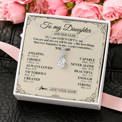 Alluring Beauty Necklace 14K White Gold Finish | 2 | Personalized To My Daughter Gifts Necklace From Mom Dad You Are God's Gift To Me Daughter Birthday Gifts Christmas Christian Custom Gift Box Message Card | https://siriusteestore.