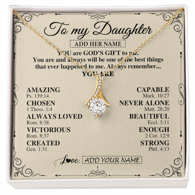 Alluring Beauty Necklace 18K Yellow Gold Finish | 1 | Personalized To My Daughter Gifts Necklace From Mom Dad You Are God's Gift To Me Daughter Birthday Gifts Christmas Christian Custom Gift Box Message Card | https://siriusteestore.