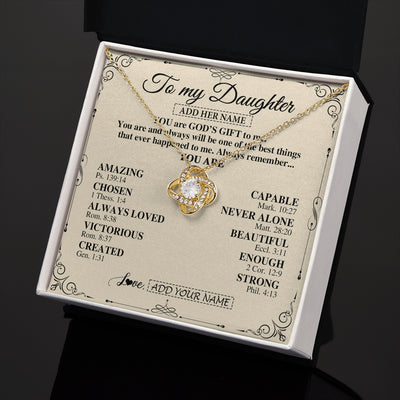 Love Knot Necklace 18K Yellow Gold Finish | 2 | Personalized To My Daughter Gifts Necklace From Mom Dad You Are God's Gift To Me Daughter Birthday Gifts Christmas Christian Custom Gift Box Message Card | https://siriusteestore.