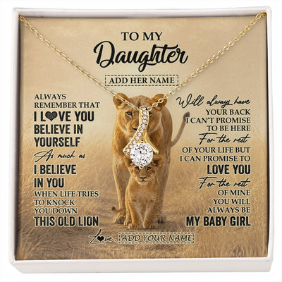 Alluring Beauty Necklace 18K Yellow Gold Finish | 1 | Personalized To My Daughter Gifts Necklace From Mom Mother Always Remember Lion Gifts For Daughter Birthday Graduation Christmas Custom Gift Box Message Card | https://siriusteestore.