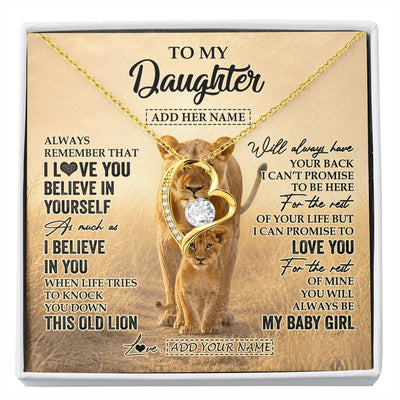 Forever Love Necklace 18K Yellow Gold Finish | 1 | Personalized To My Daughter Gifts Necklace From Mom Mother Always Remember Lion Gifts For Daughter Birthday Graduation Christmas Custom Gift Box Message Card | https://siriusteestore.