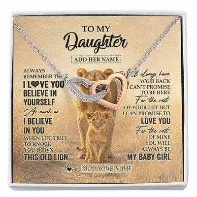 Interlocking Hearts Necklace Stainless Steel & Rose Gold Finish | 1 | Personalized To My Daughter Gifts Necklace From Mom Mother Always Remember Lion Gifts For Daughter Birthday Graduation Christmas Custom Gift Box Message Card | https://siriusteestore.