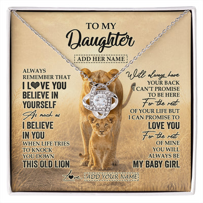 Love Knot Necklace 14K White Gold Finish | 1 | Personalized To My Daughter Gifts Necklace From Mom Mother Always Remember Lion Gifts For Daughter Birthday Graduation Christmas Custom Gift Box Message Card | https://siriusteestore.